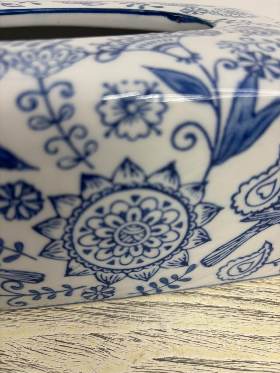 Bleu Blanc Hand-Painted Tissue Box