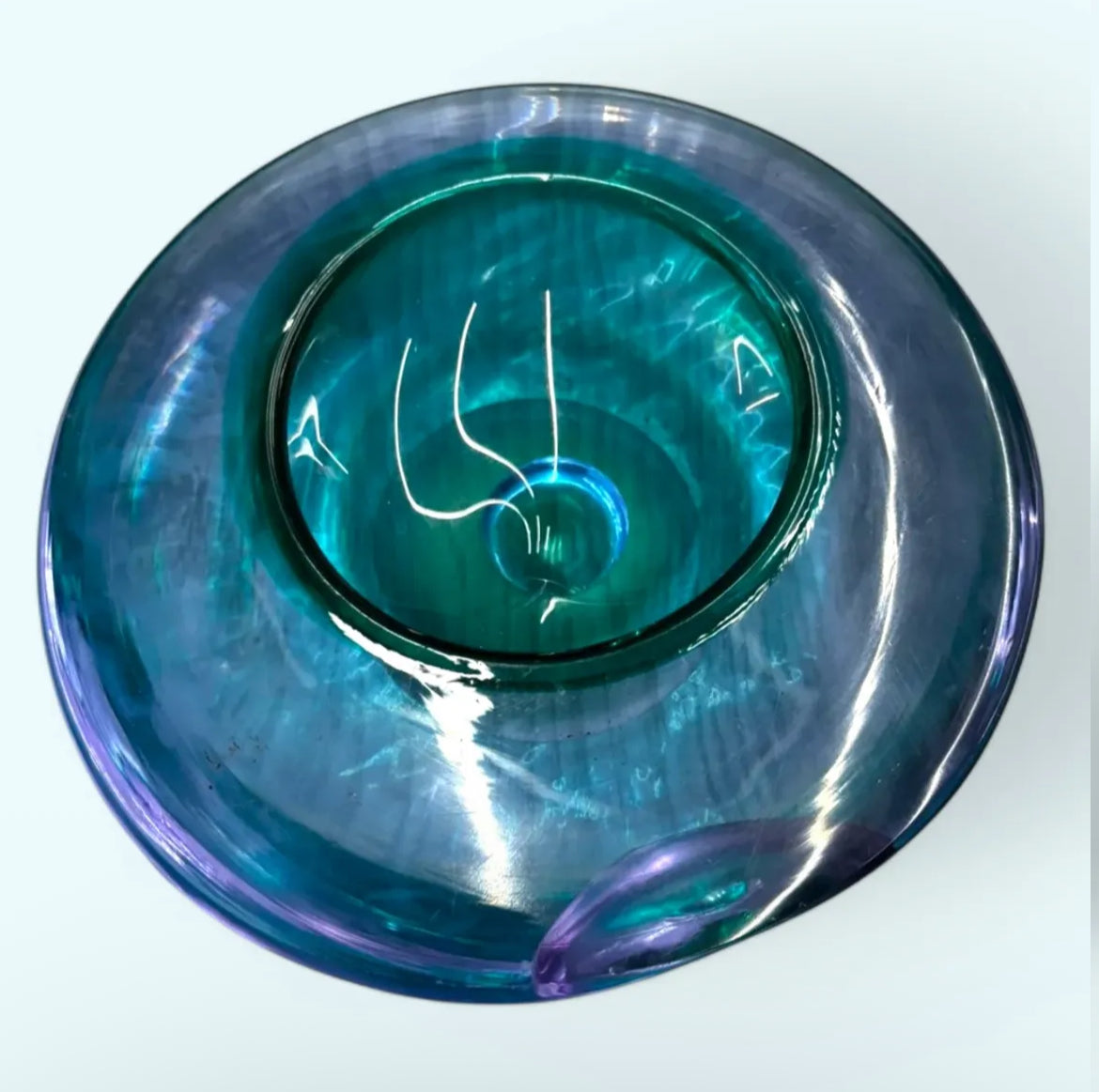 Stunning Murano Bonbonniere in Purple-Green Gradient Glass