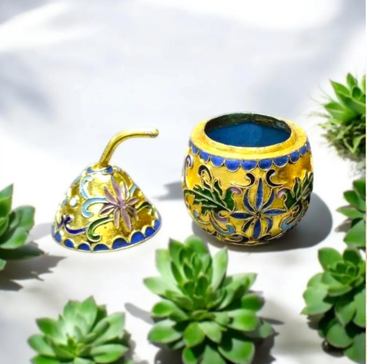 Cloisonné Pear: Floral Chinese Bonbonnière