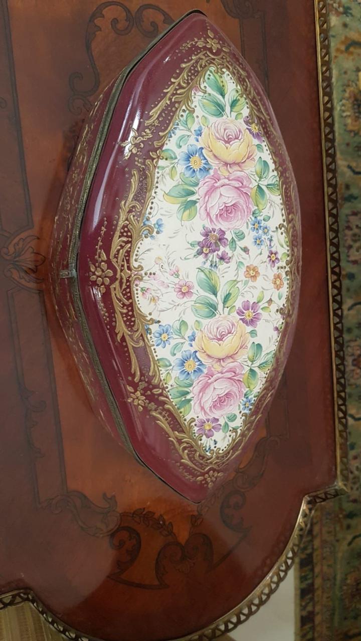 Italian Style Porcelain Bonbonnière with Bronze