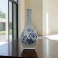 Portuguese Bleu Blanc Porcelain Vase with Floral Design