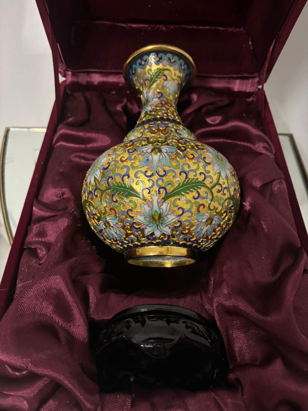 Cloisonné Vase with Raised Detailing – Original Velvet Box