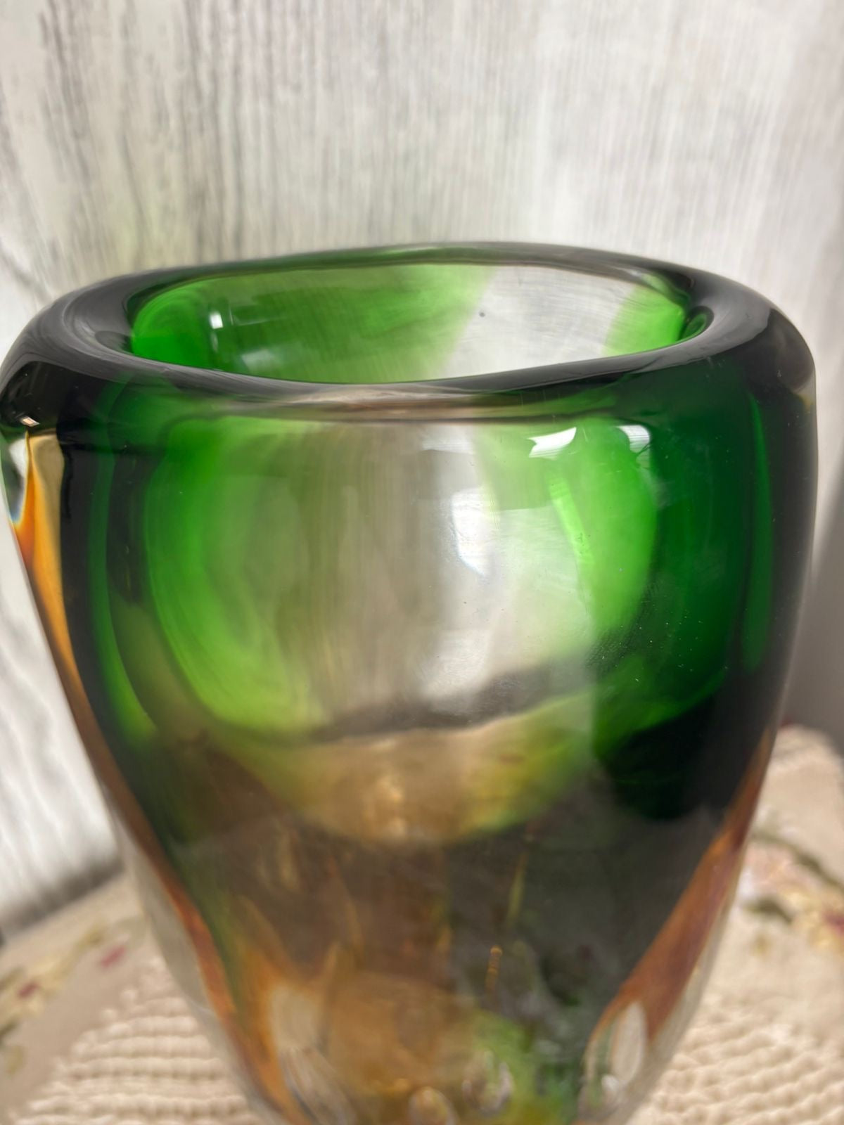 Heavy Murano Italian Glass Vase – Rare Form – Multicolored