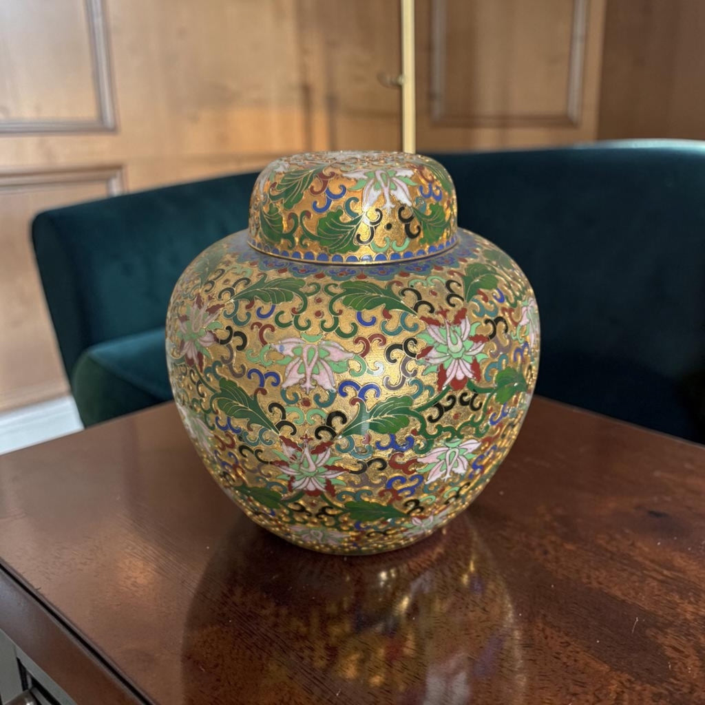 Raised Cloisonné Lidded Jar – Antique