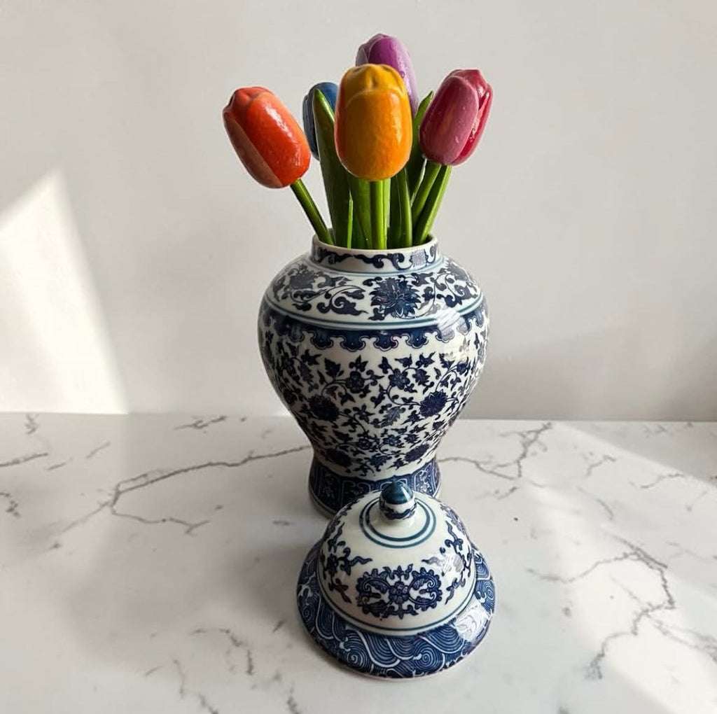 Bleu Blanc Hand-Painted Potiche