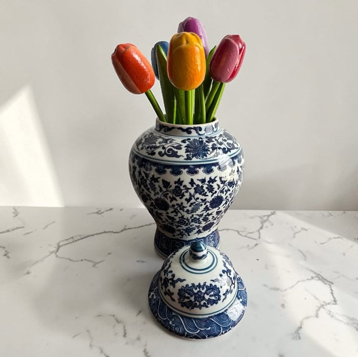 Bleu Blanc Hand-Painted Potiche