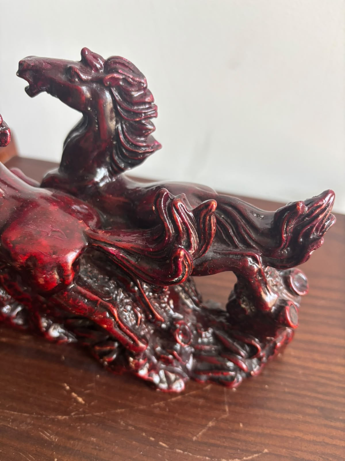 Chinoiserie Hand-Carved Horse Pair Statue – Large Size