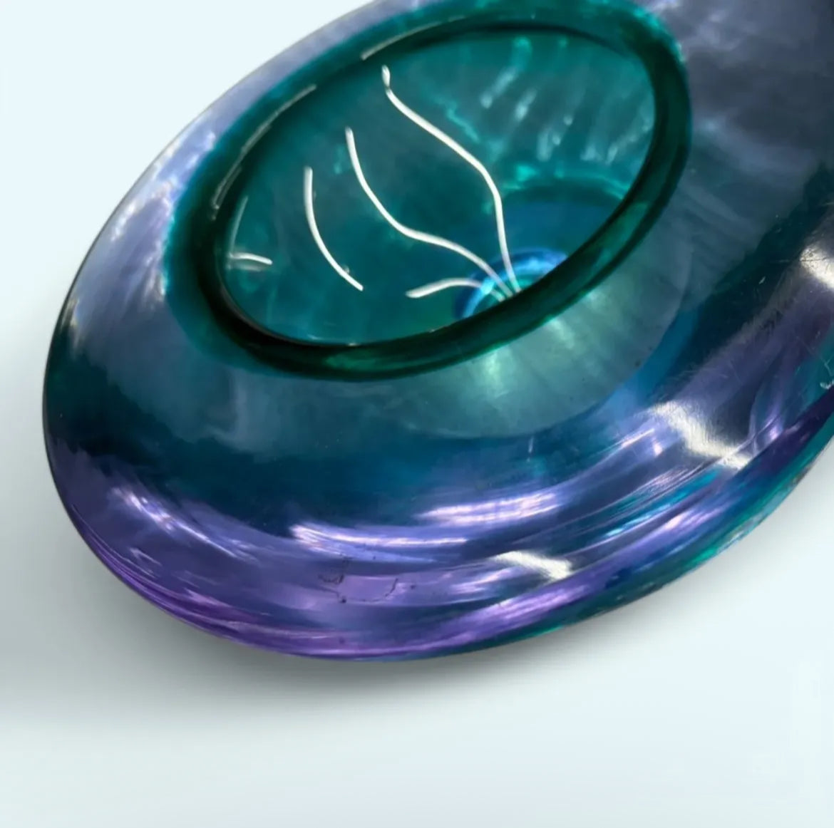Stunning Murano Bonbonniere in Purple-Green Gradient Glass