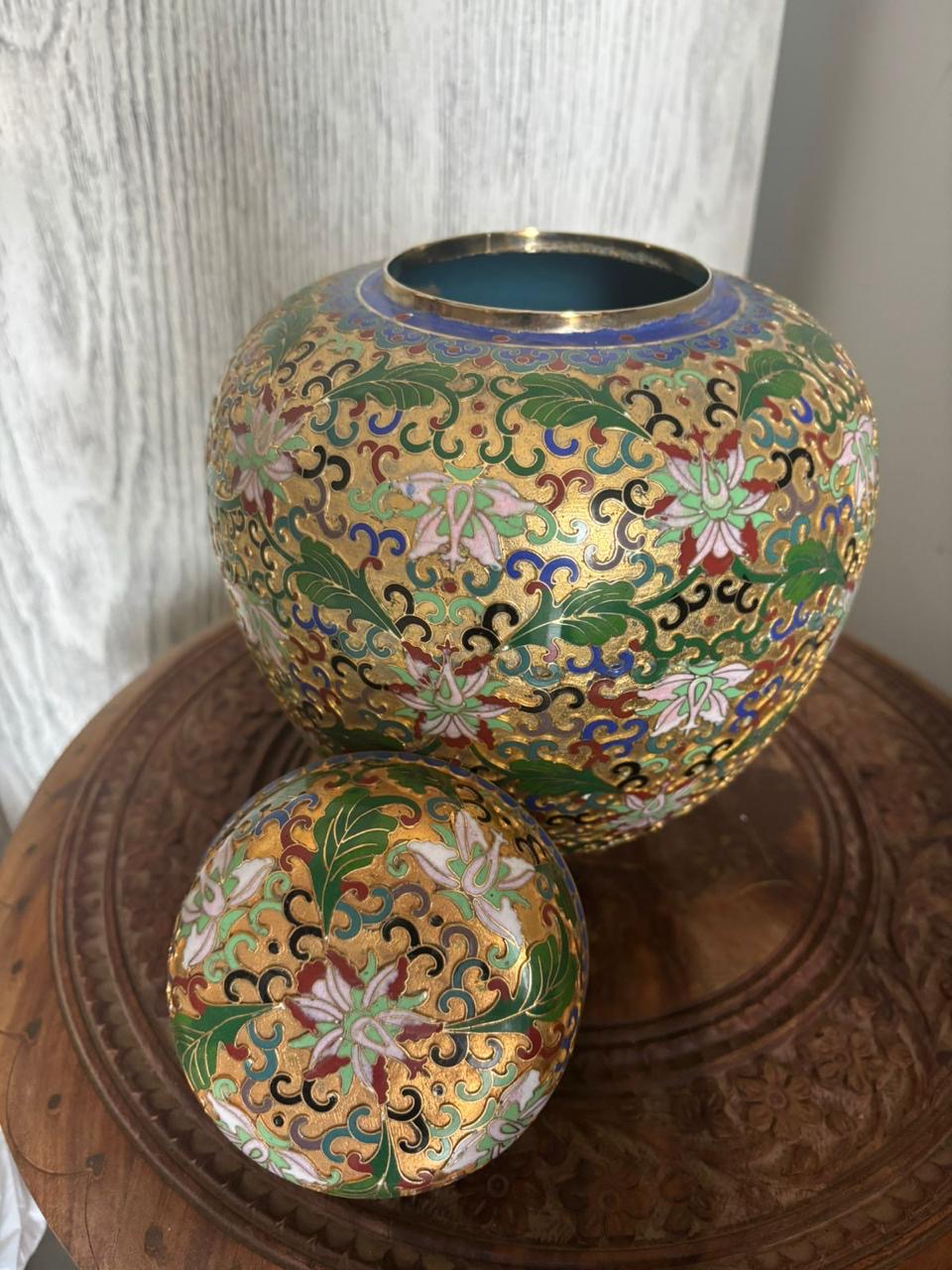 Raised Cloisonné Lidded Jar – Antique