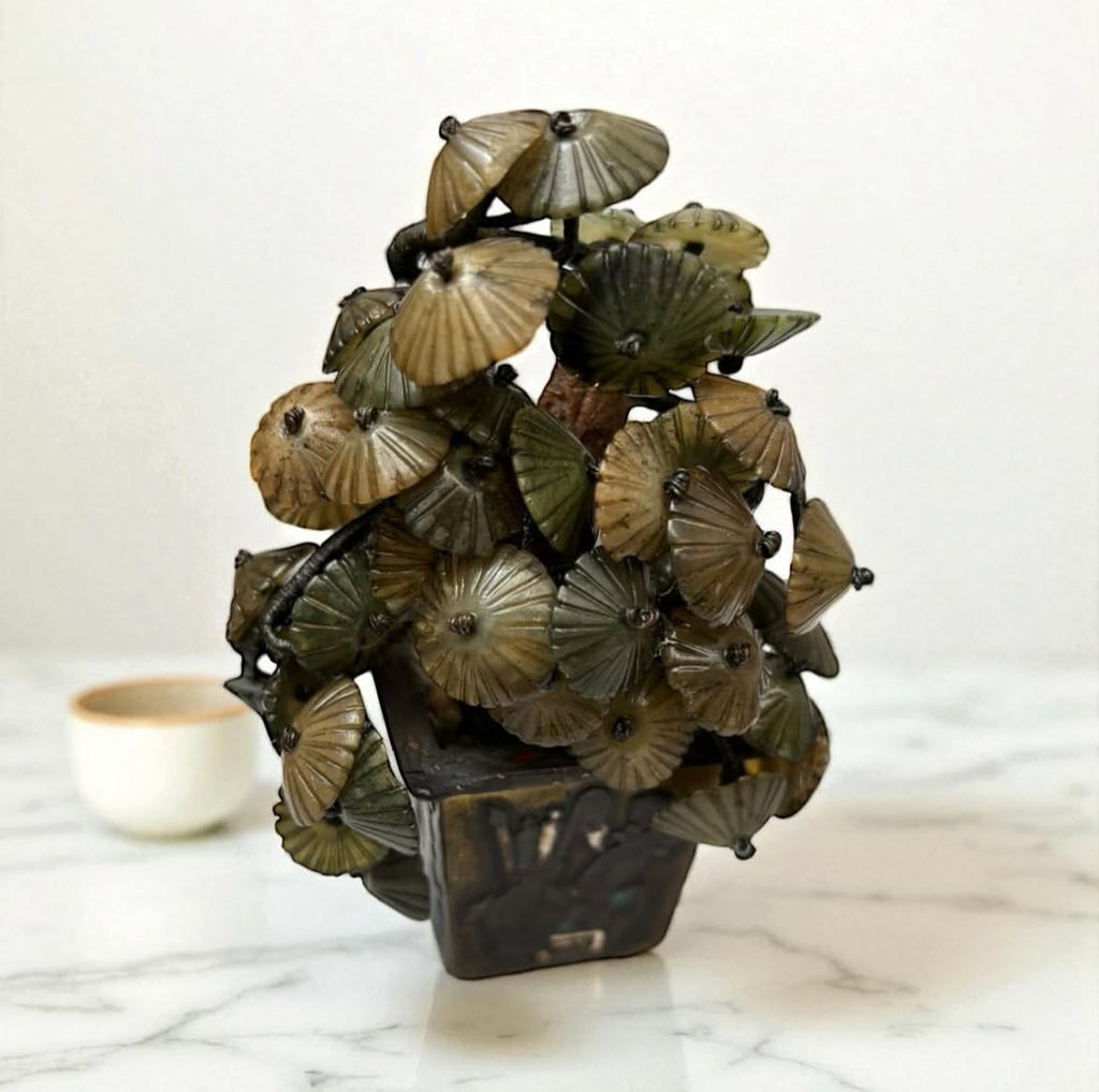 Cloisonné Tree with Natural Jade Branches