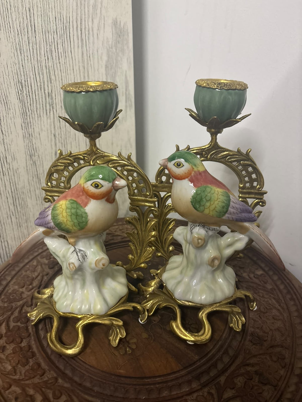 Sèvres Château Ornate Candlestick with Hand-Painted Porcelain Birds