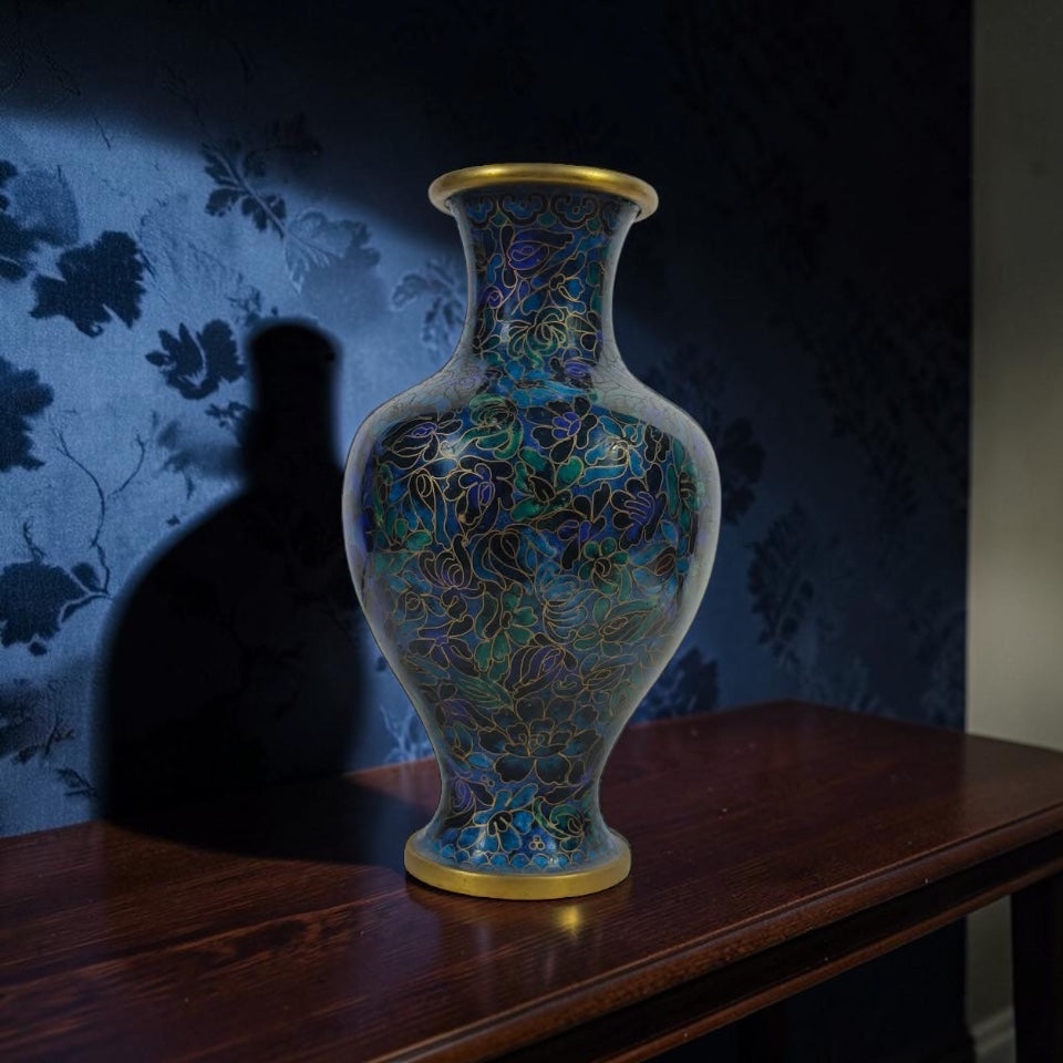 Smooth Cloisonné Vase with Gold Detailing