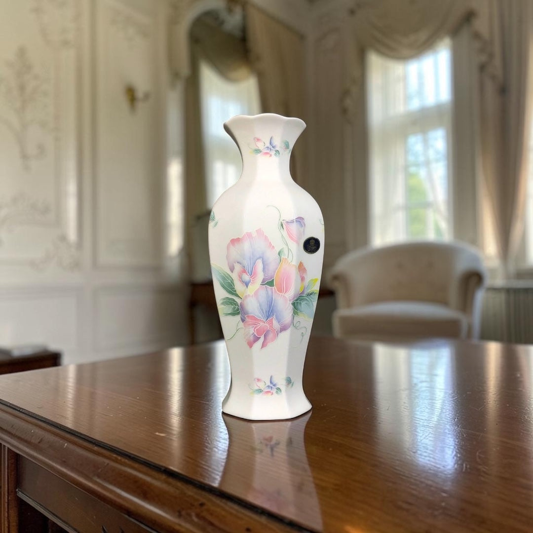 English Porcelain Vase with Rose Decoration