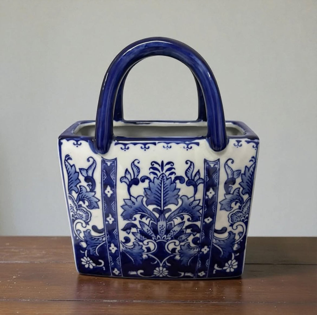 Bleu Blanc Hand-Painted Porcelain Bag