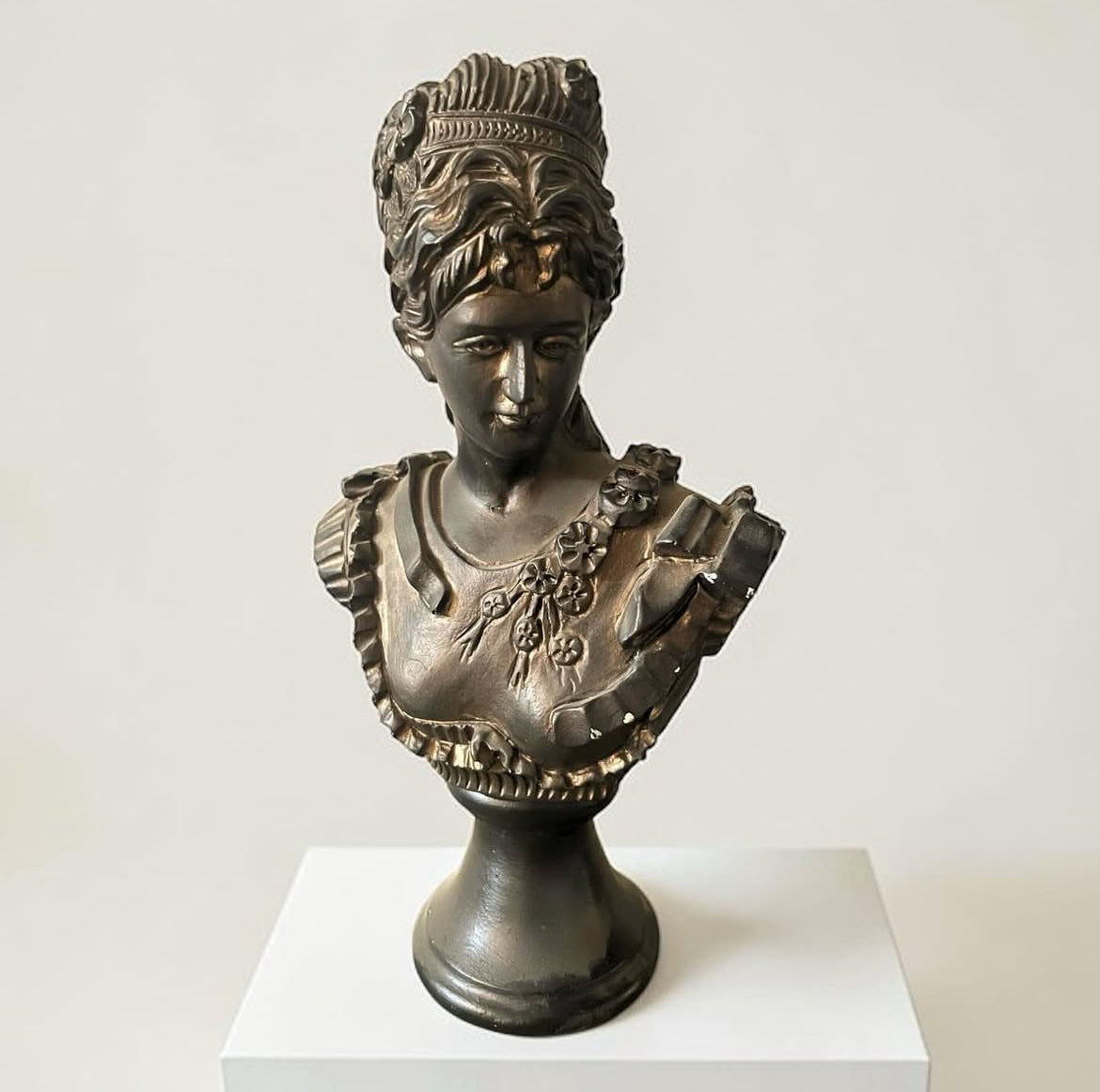 Resin Lady Figurine with Metal Base