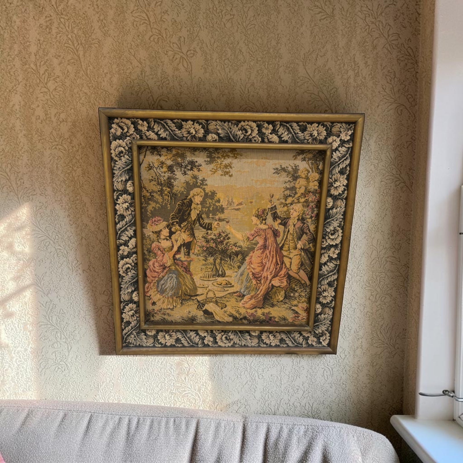 French Gobelin Tapestry Artwork – Ornate Frame