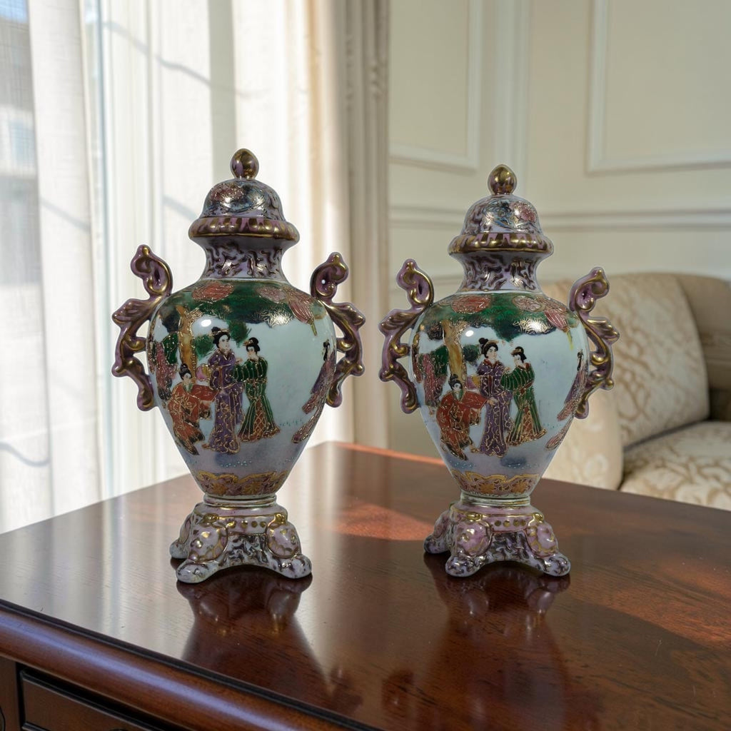 Pair of Chinoiserie Potiches with Bride Motif