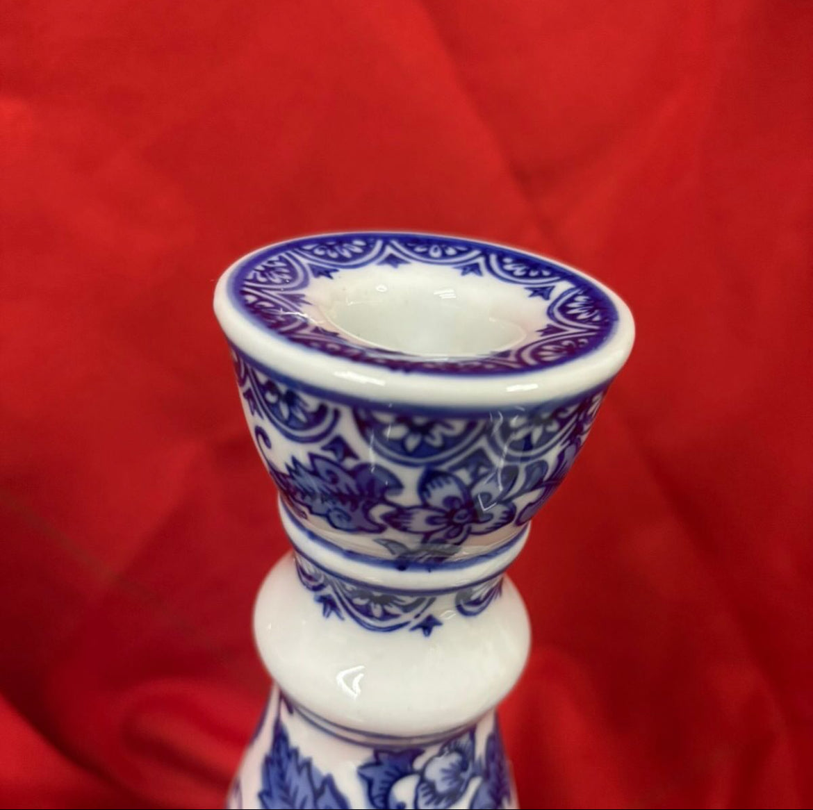 Bleu Blanc Hand-Painted Candle Holders