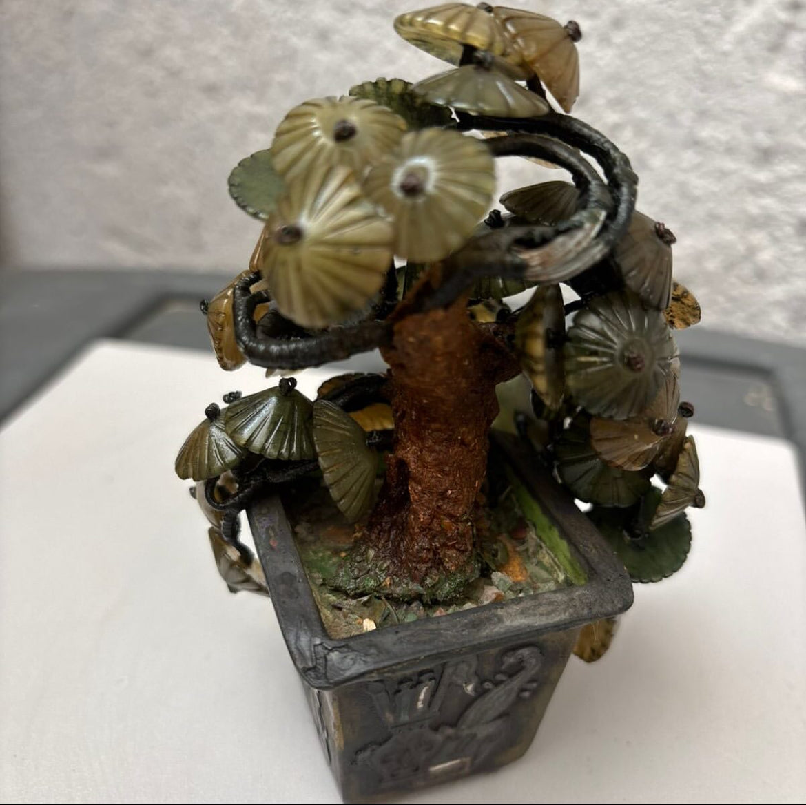 Cloisonné Tree with Natural Jade Branches