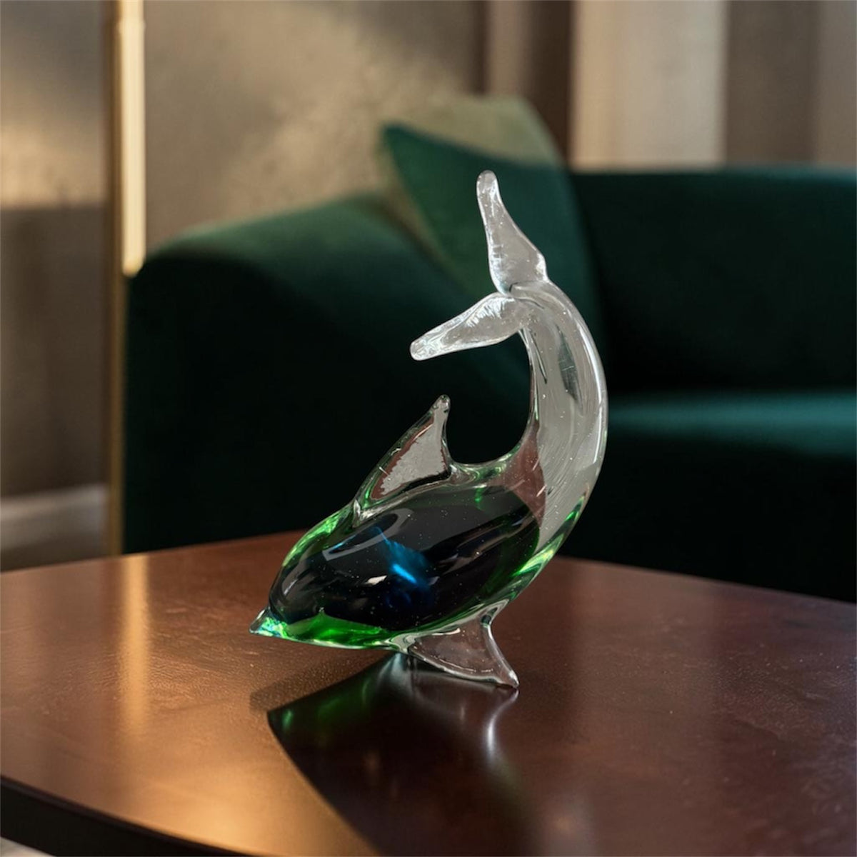 Murano Dolphin in Intertwined Blue and Green Tones