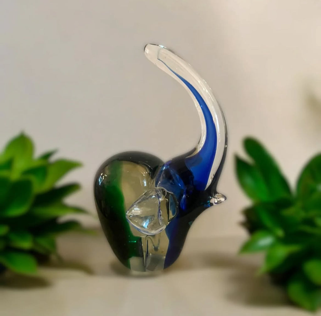 Murano Elephant: Emerald Green & Sapphire Blue