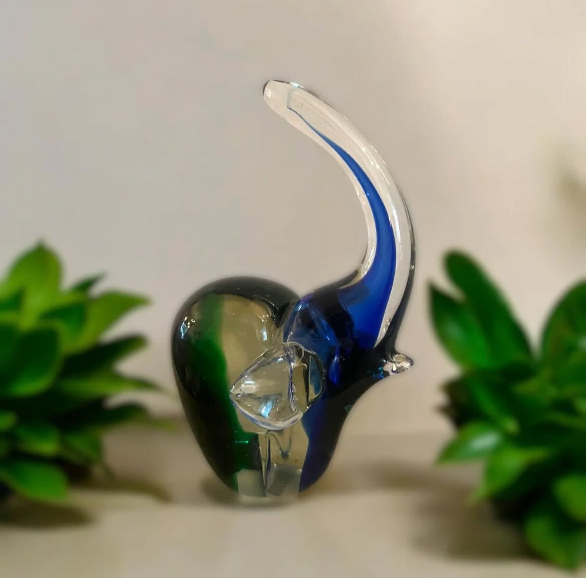 Murano Elephant: Emerald Green & Sapphire Blue