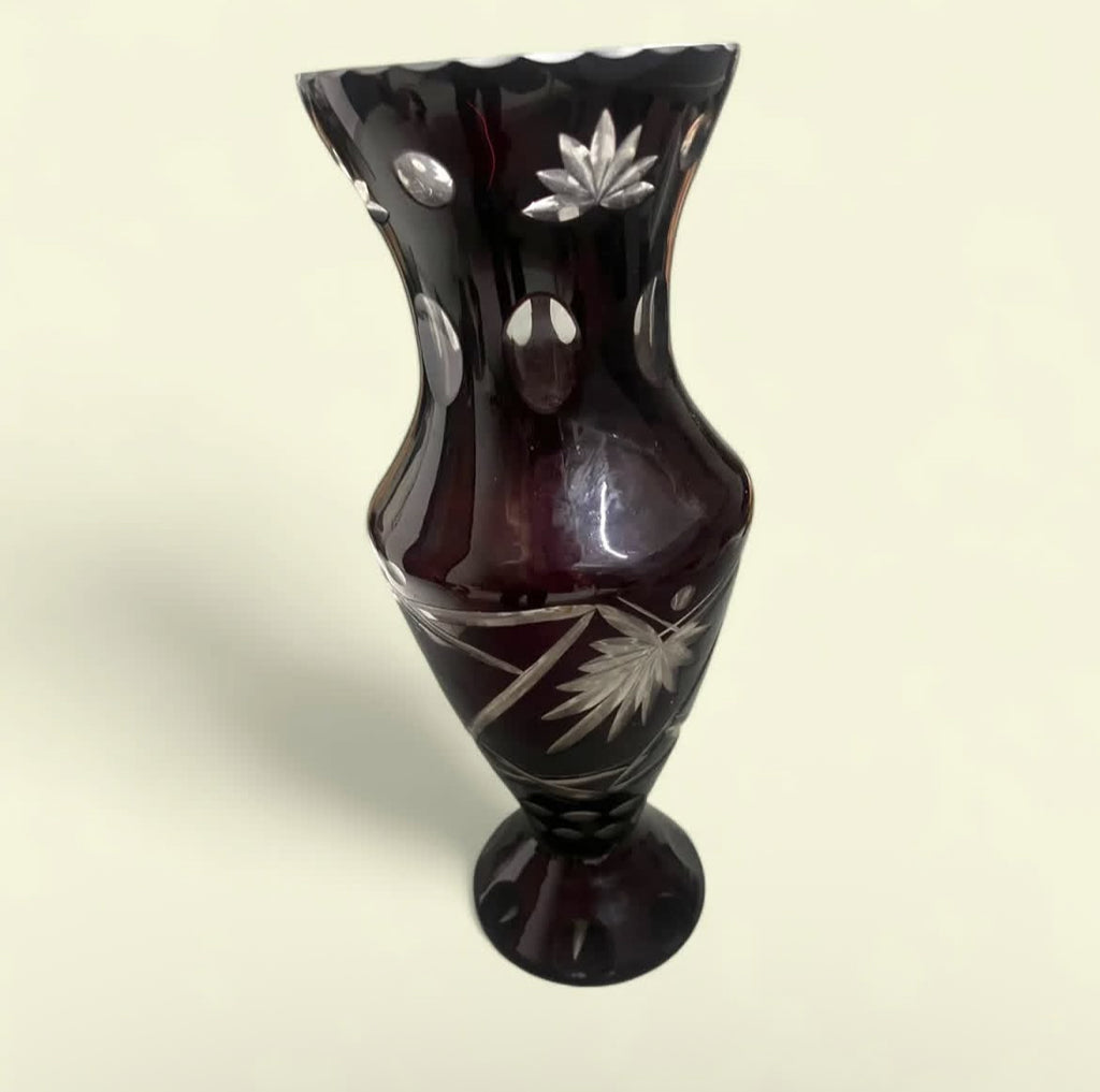 Bohemian Crystal Vase: Egermann Ruby Red Glass