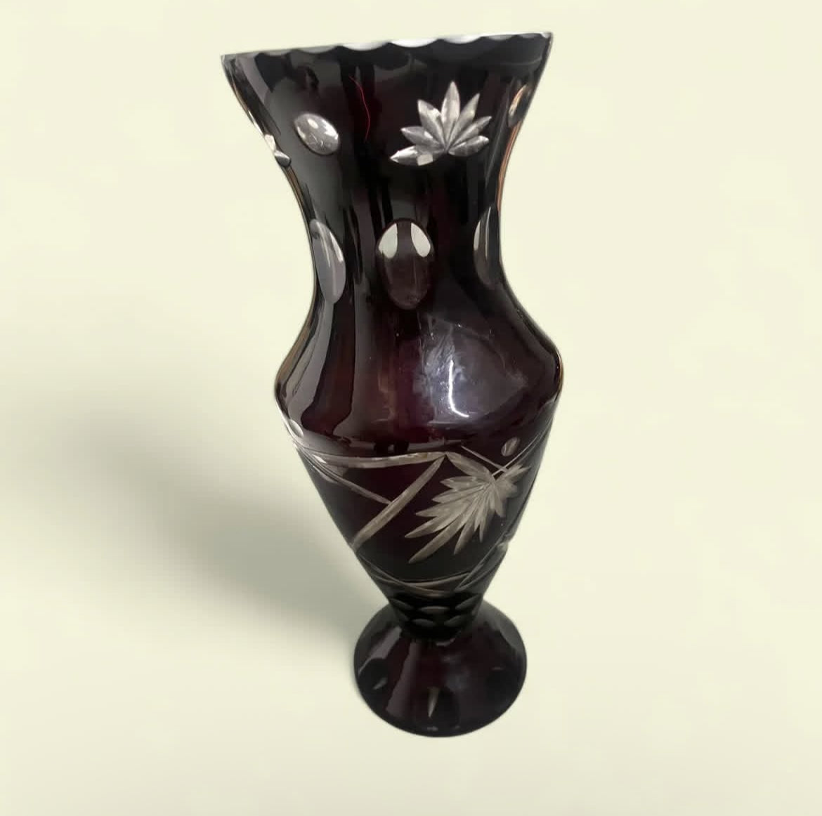 Bohemian Crystal Vase: Egermann Ruby Red Glass