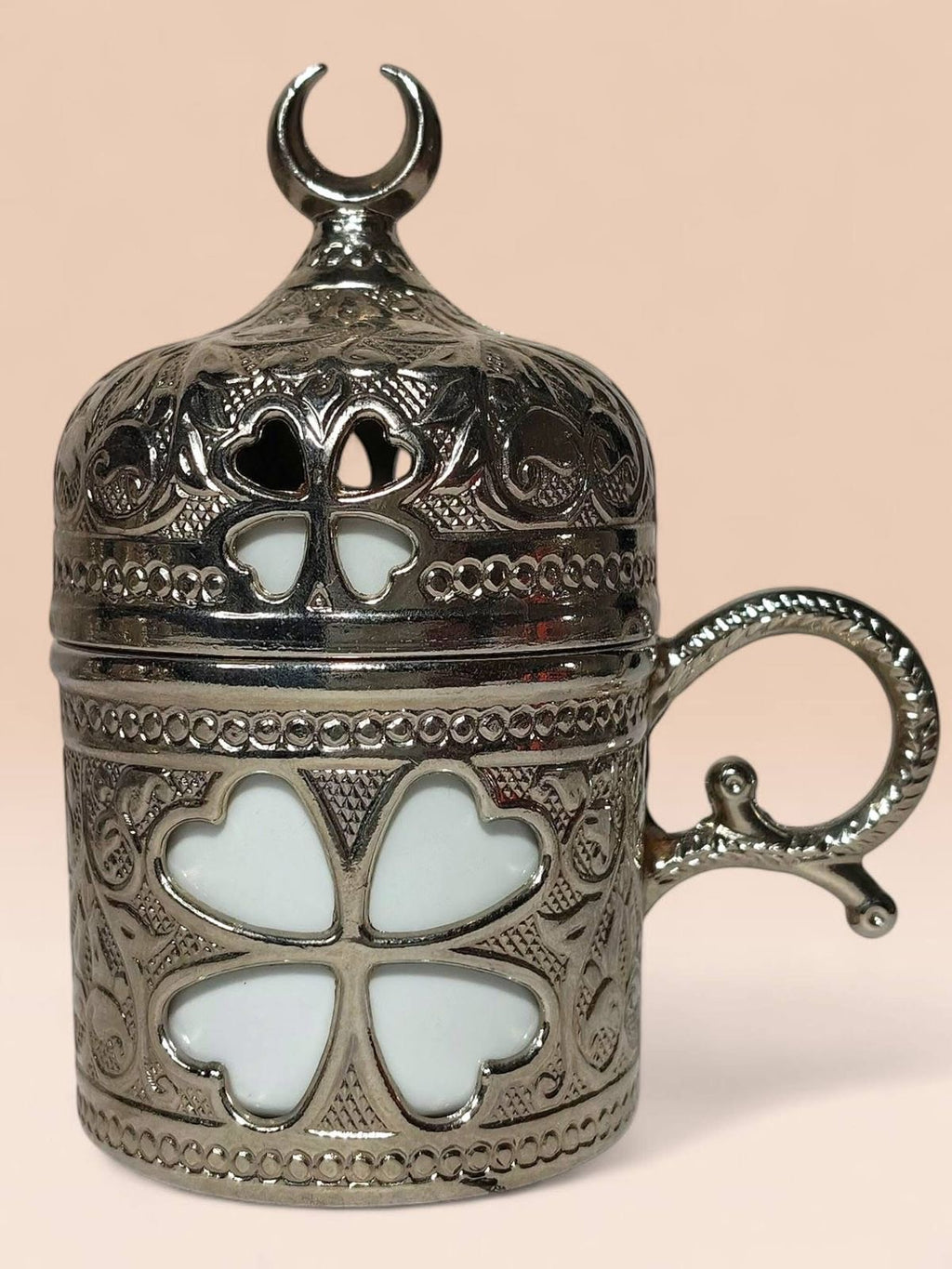Turkish Metal Coffee Set with Tray – Islamic Design – 6 Cups