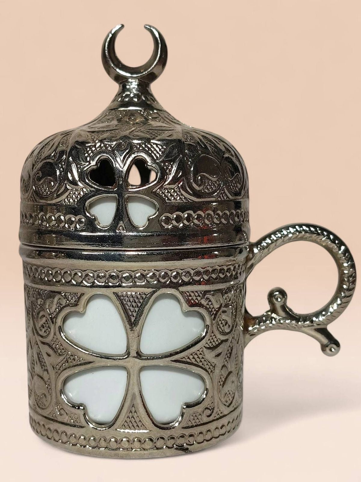 Turkish Metal Coffee Set with Tray – Islamic Design – 6 Cups