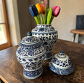 Bleu Blanc Hand-Painted Potiche