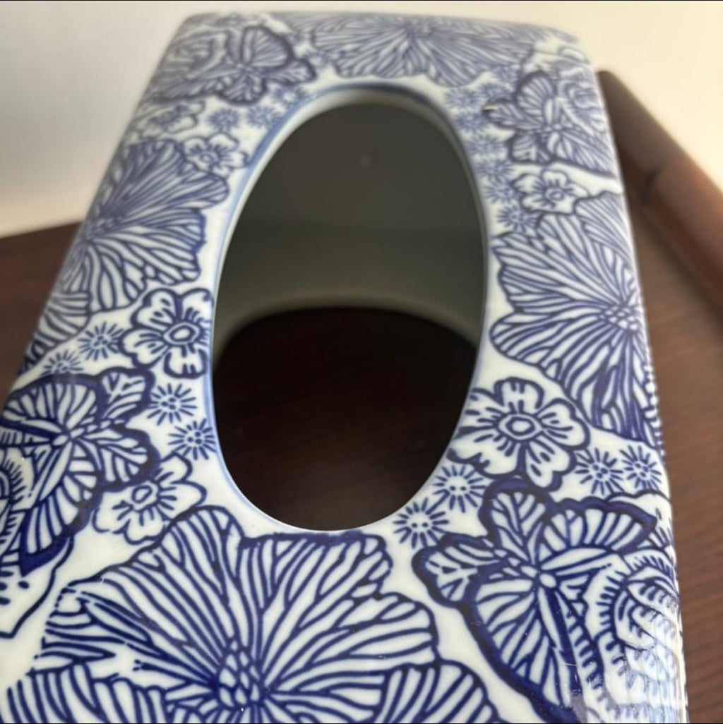 Bleu Blanc Hand-Painted Tissue Box
