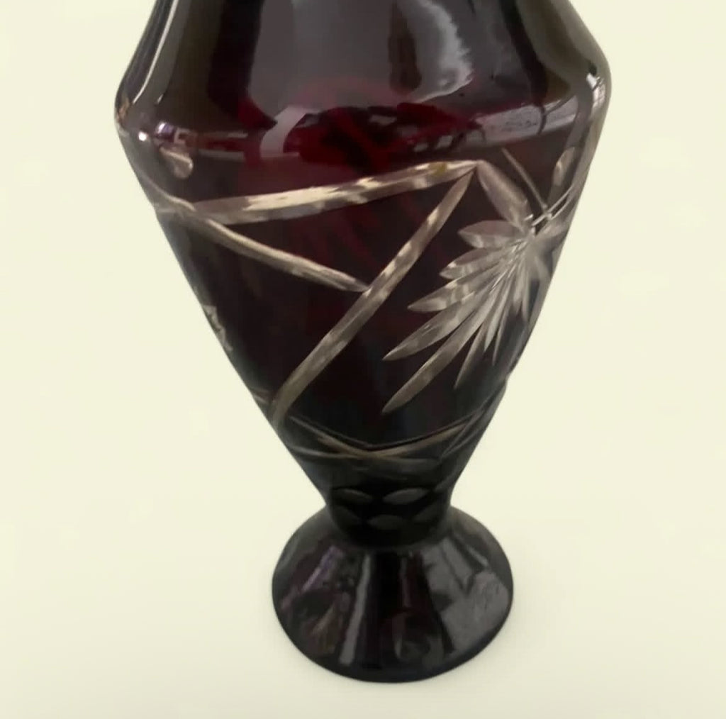 Bohemian Crystal Vase: Egermann Ruby Red Glass