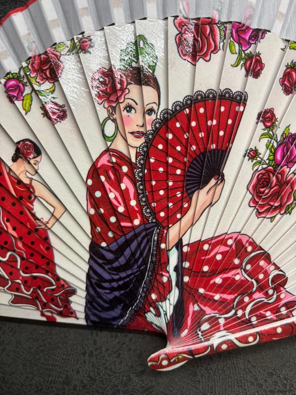Spanish Themed Hand Fan – Flamenco Dancers Design – Decorative & Elegant