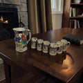 Antique Japanese Porcelain 7-Piece Set with Raised Figurines