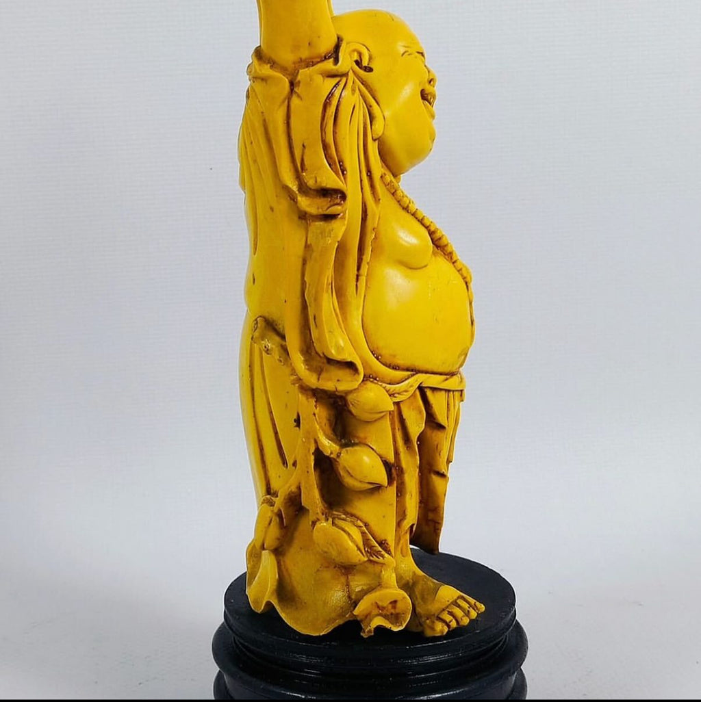 Resin Buddha Statue on Wooden Base