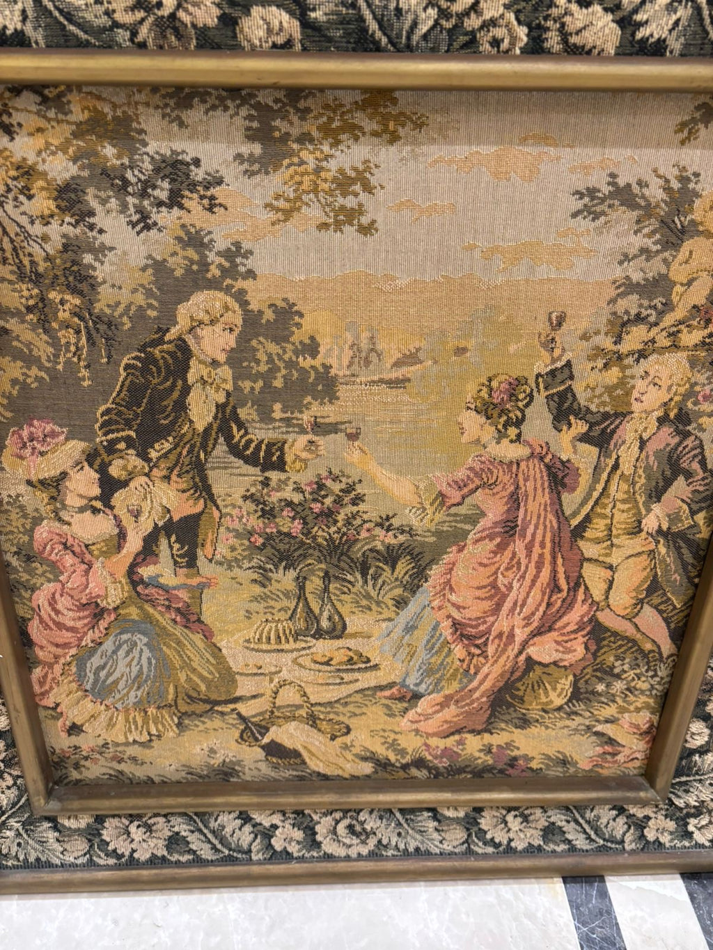 French Gobelin Tapestry Artwork – Ornate Frame