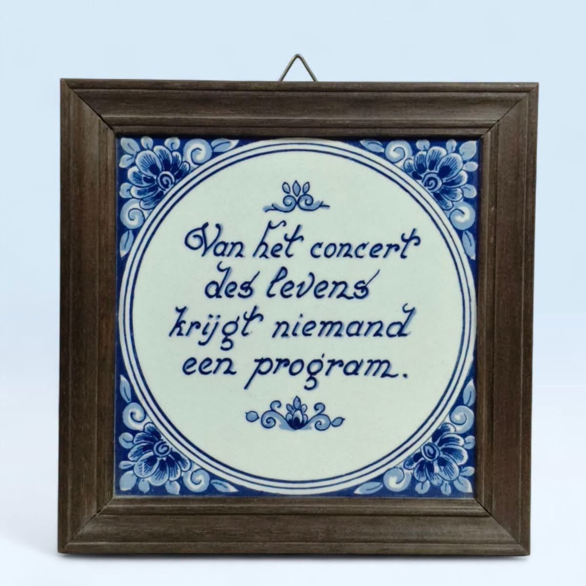 Dutch Delft Porcelain Plaque with Wooden Frame