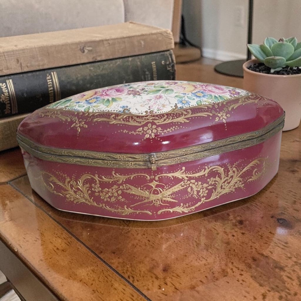 Italian Style Porcelain Bonbonnière with Bronze