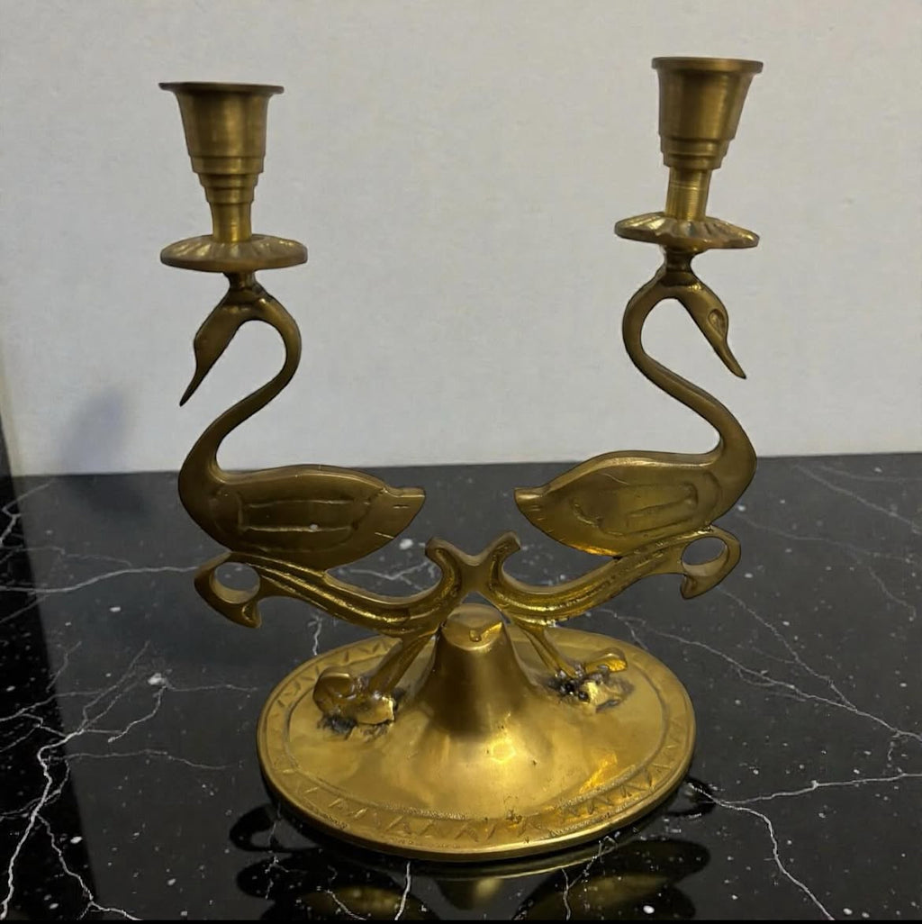 Brass Flamingo Candle Holders
