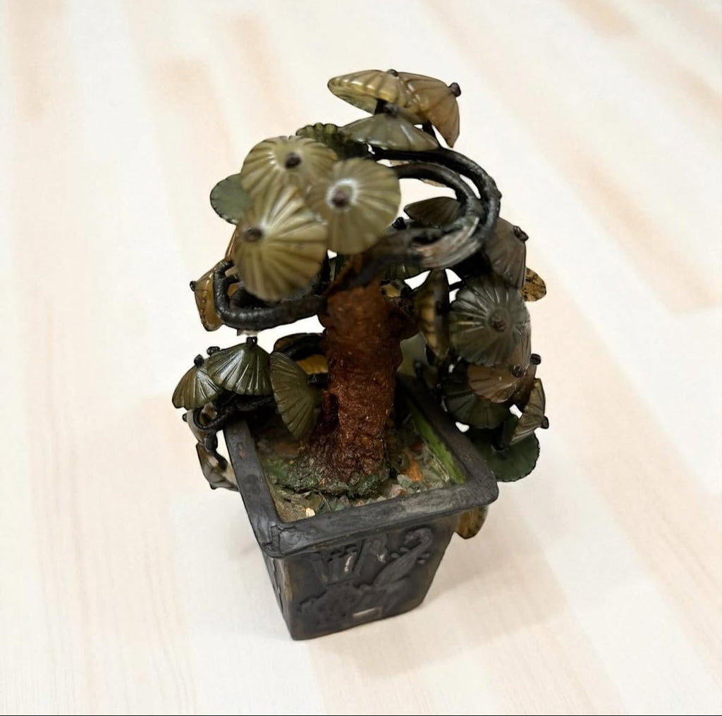 Cloisonné Tree with Natural Jade Branches