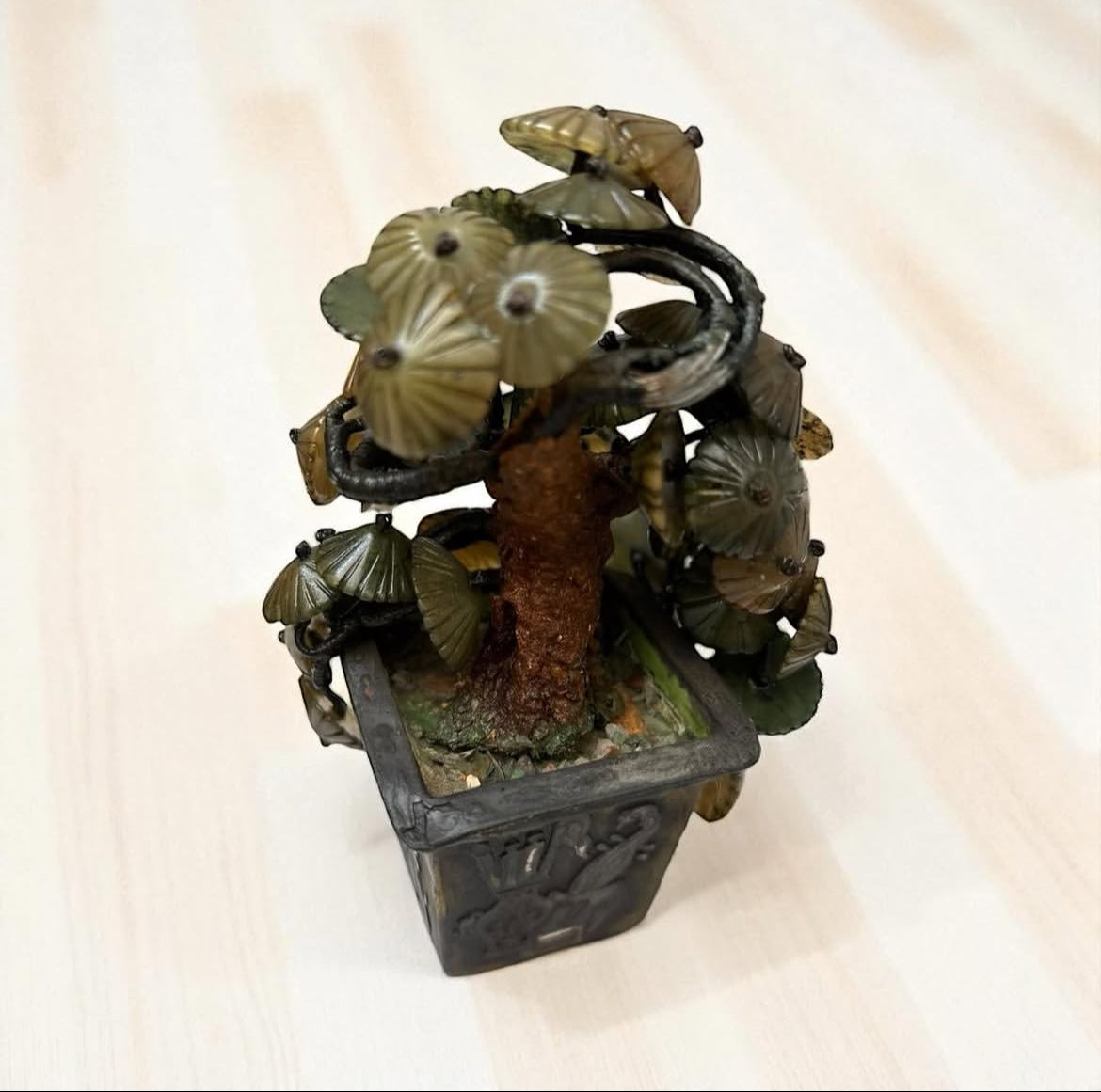 Cloisonné Tree with Natural Jade Branches