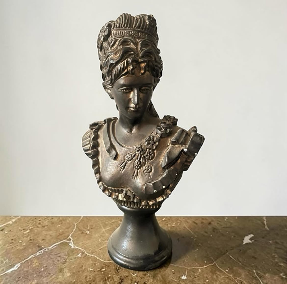 Resin Lady Figurine with Metal Base