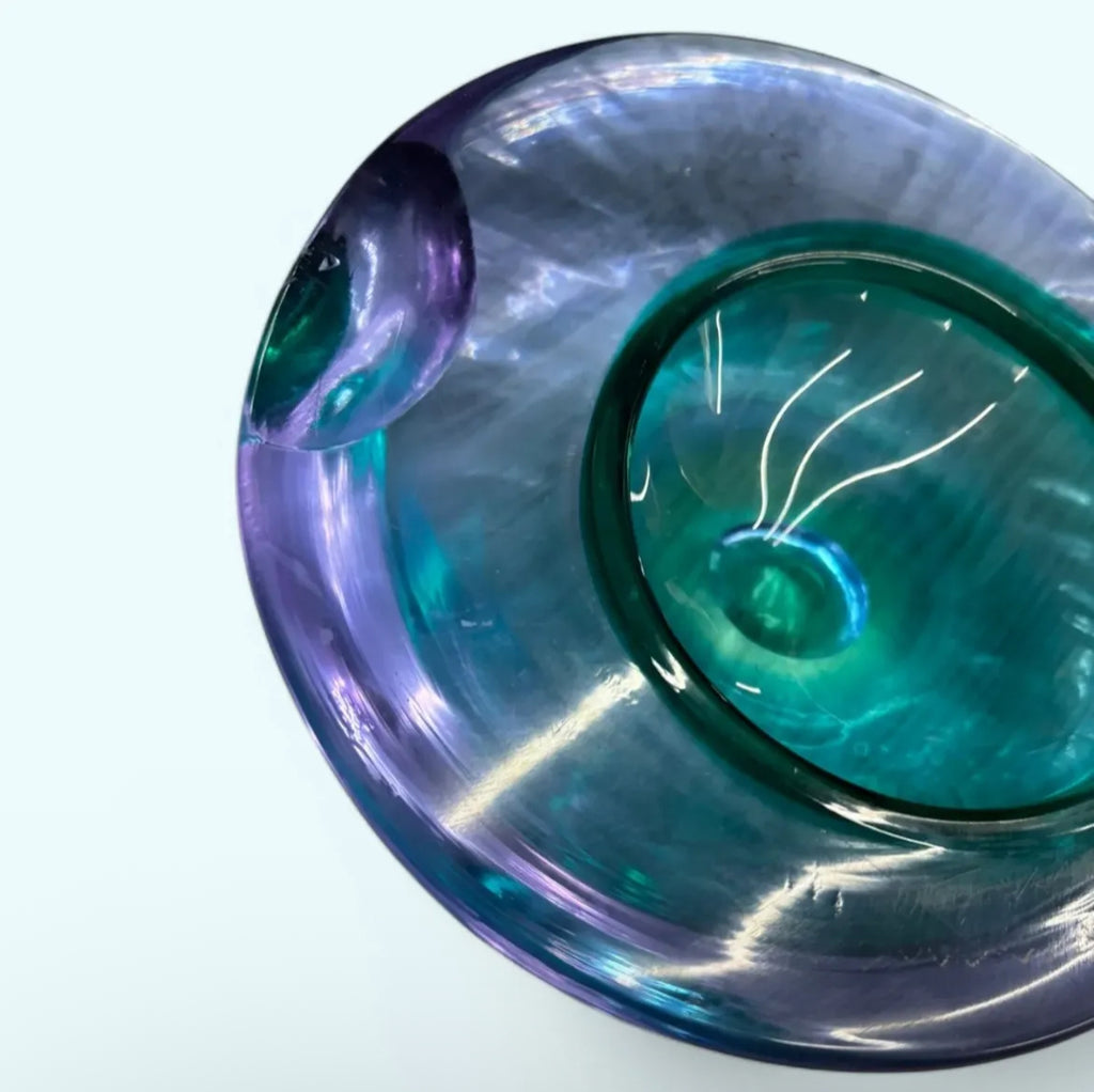 Stunning Murano Bonbonniere in Purple-Green Gradient Glass