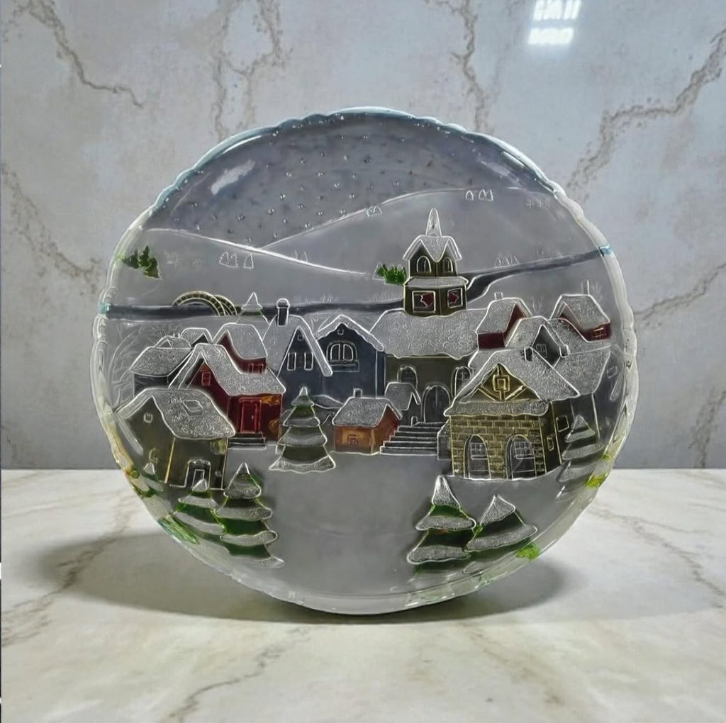 Large Round Cut Crystal Serving Plate