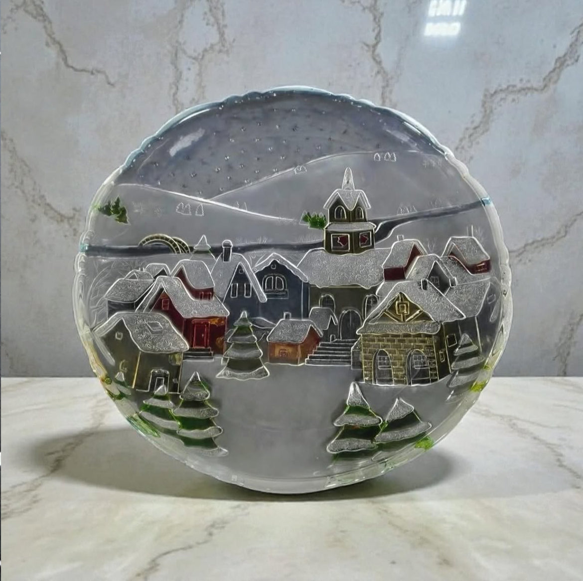 Large Round Cut Crystal Serving Plate