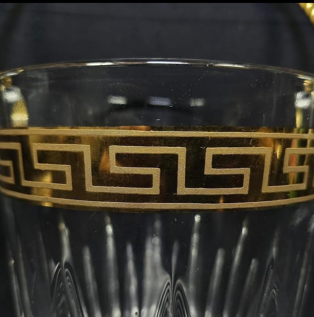 French Crystal Ice Bucket – Versace Design with Gold Detailing