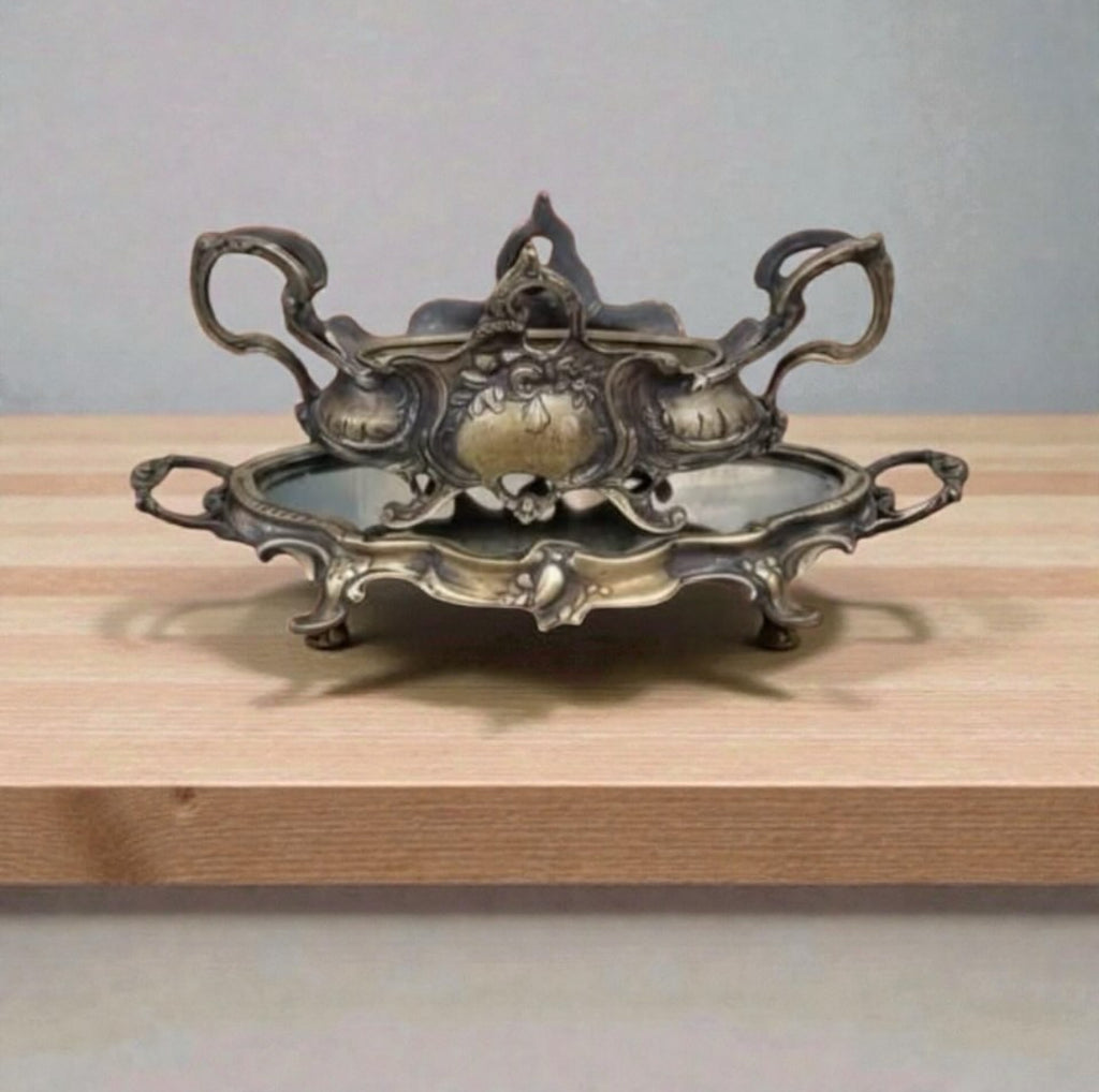 Antique Large Bronze Jardinière & Plateau Set