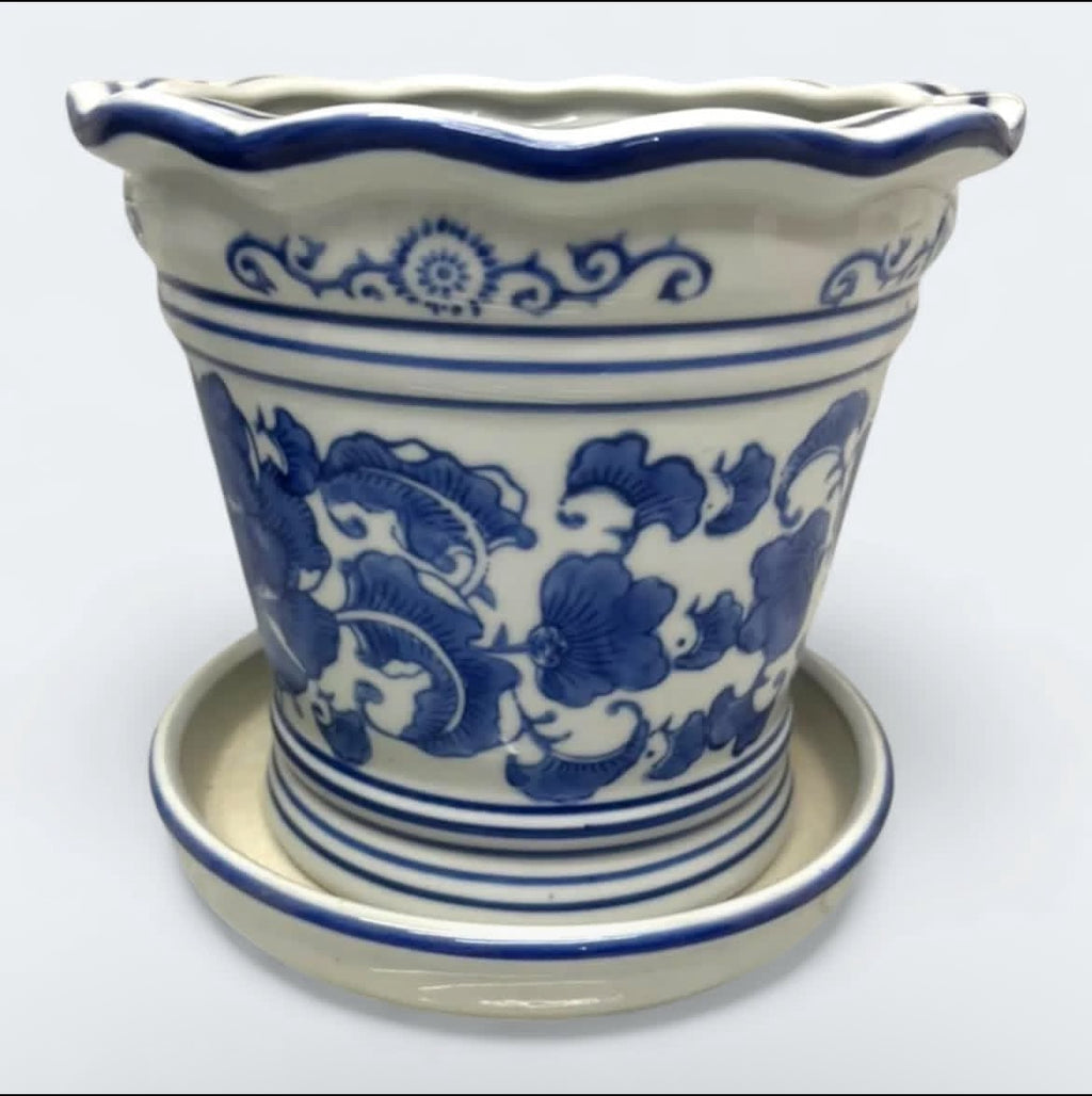 Bleu Blanc Floral Cachepot