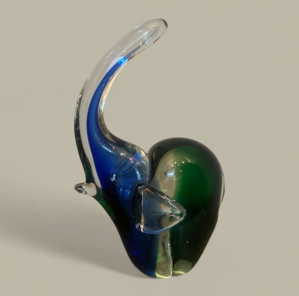 Murano Elephant: Emerald Green & Sapphire Blue